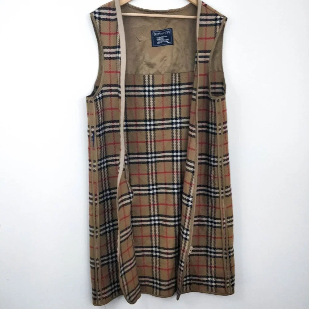 Vintage Burberry Olive Nova Check Coat with Liner